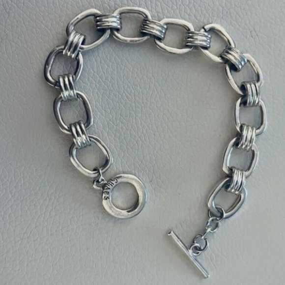 Estate Designer Signed CHAPS Silver Tone Link Chain Bracelets - Picture 7 of 8